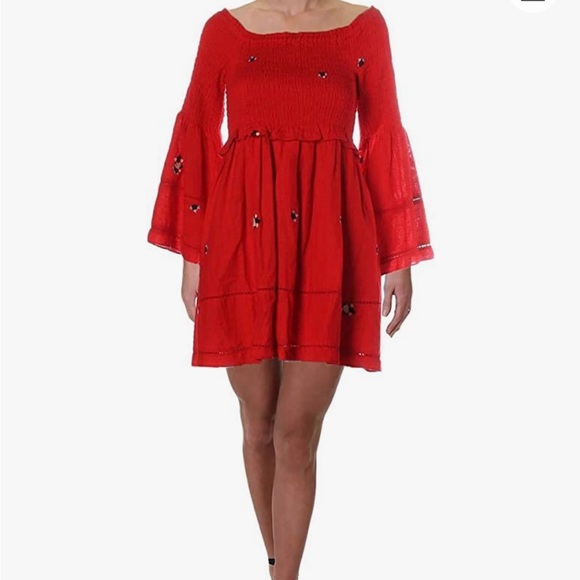 free people counting daisies embroidered off the shoulder dress Free People Counting Daisies Embroidered Off-The-Shoulder Dress Navy Size XS
